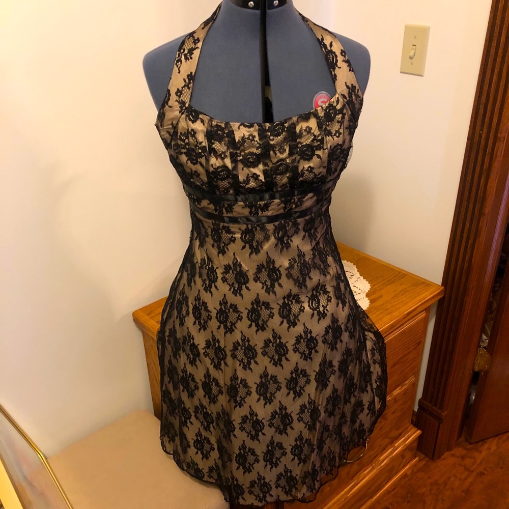 Vintage inspired, lace Halter dress, with tulle